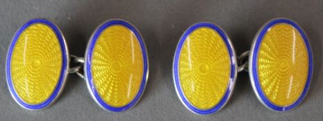 A pair of silver hallmarked enamel cufflinks (14.