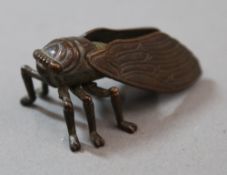 A Japanese bronze model of a fly