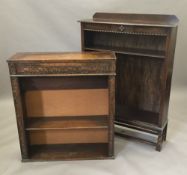 Two early 20th century oak open bookcases