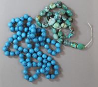 Two strings of turquoise beads