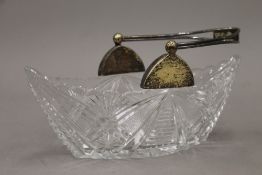 A Russian silver and glass basket