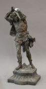 A large 19th century spelter model of a warrior