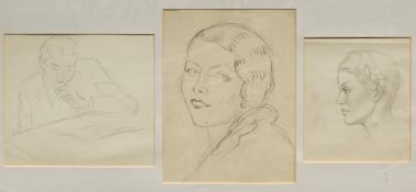 HENRYK BERLEWI (1894-1967) Polish (AR), Three Head Studies, pencil, inscribed to verso,