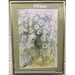 Daisies, watercolour, signed with initials,