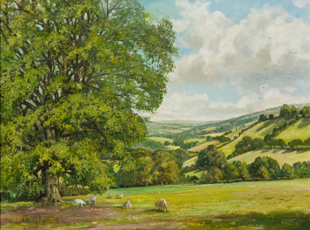 ANTHONY FRENCH (born 1941) British, Welsh Valley, Near Llangollen, oil on canvas, signed, framed.