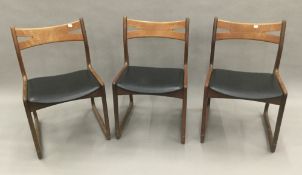 Three mid-20th century Danish style dining chairs