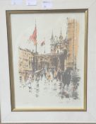 DMA (20th century) Rainy Street Scene, limited edition print, signed with initials,