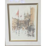 DMA (20th century) Rainy Street Scene, limited edition print, signed with initials,