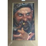 RUSSIAN SCHOOL (20th century), Portrait of a Kossak Smoking a Pipe, oil on card,