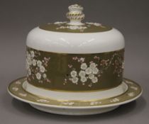 A Victorian porcelain cheese dome and plate