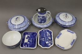 A quantity of blue and white porcelain, to include: Copeland Spode, Myott,