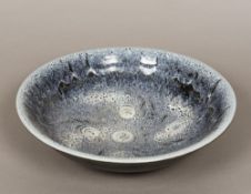 A Studio pottery bowl, the interior with souffle glaze,