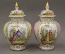 Two late 19th century Dresden porcelain vases,