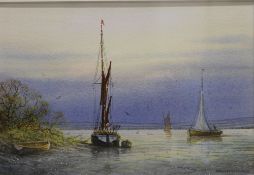 ALAN WHITEHEAD (born 1952) British, estuary Shipping, watercolour, signed, framed and glazed,