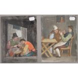 After ADRIAEN VAN OSTADE, (18th/19th century) Dutch, Interior Tavern Scenes, oils on tin, a pair,