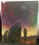 ROBIN J PINNOCK (born 1954) British, Eclipse with Standing Stones, oil on canvas,