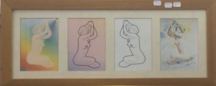 MJK (20th/21st century) four Nude Studies, prints, in common frame,