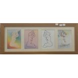 MJK (20th/21st century) four Nude Studies, prints, in common frame,