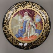 A decorative plate decorated with a King