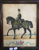 A 19th century watercolour laid on board, FREDERIC HARRIS, Prince of Wales Hussars 1892,