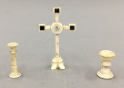 A 19th century miniature ivory alter set,