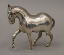 A 19th century unmarked Continental silver model of a horse