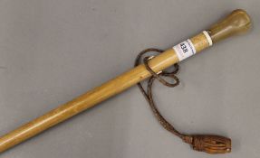 A 19th century horn handled walking stick