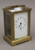 A brass cased carriage clock