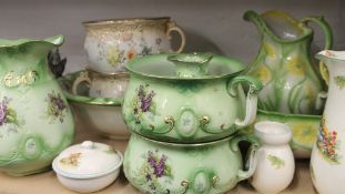 A collection of Victorian wash jug and bowl sets