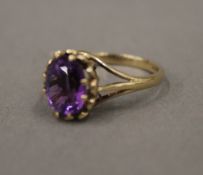 A 9 ct gold amethyst set ring, modern,