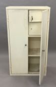 A vintage white painted metal medical/dentistry cabinet,