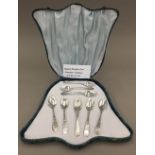 Eight cased bright cut teaspoons by London makers (1790-1795)