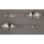 A pair of Georg Jensen silver coffee spoons (19.