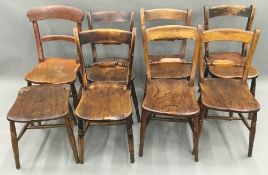 Eight various 19th century solid seated country chairs