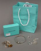 A Tiffany & Co silver pendant and other silver jewellery