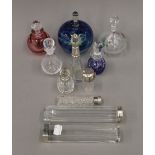 A collection of various scent bottles,