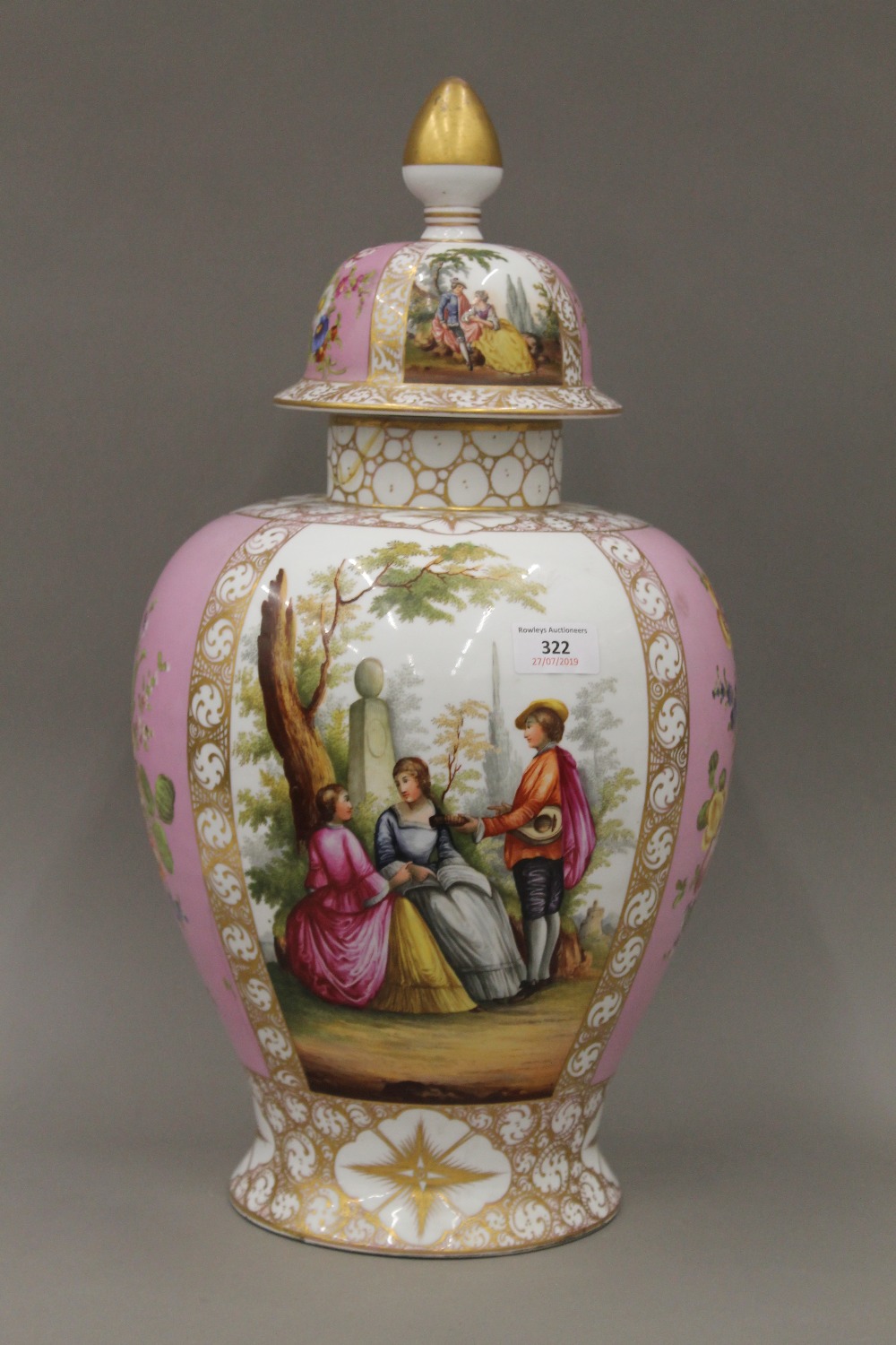 A large 19th century Dresden porcelain vase,