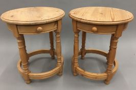 A pair of modern pine side tables,