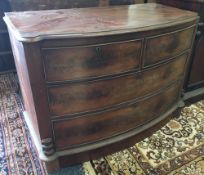 A 19th century mahogany bow front chest of two short over two long drawers,