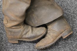 A pair of 19th century Blacksmith's leather boots and chest guard