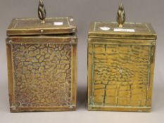 A pair of brass tea caddies