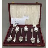 Six bright cut tea/coffee spoons by George Wintle of London (1800-1801)