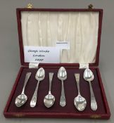 Six bright cut tea/coffee spoons by George Wintle of London (1800-1801)