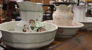 A collection of Victorian wash jug and bowl sets