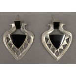 A pair of pendant silver earrings