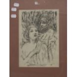 ENGLISH SCHOOL (20th century) double portrait, print, signed with initials within the plate,