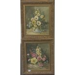 A pair of Floral Still Lifes, initials B.L.