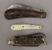 Three antique pocketknives