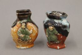 Two small late 19th/early 20th century Japanese pottery vases