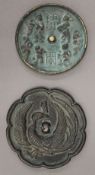 Two Chinese bronze mirrors